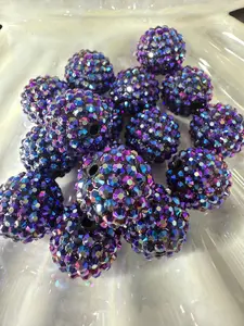 R28- (5PCS) 20mm Eggplant Purple/Royal Blue AB Bubblegum Acrylic RHINESTONE Beads for DIY