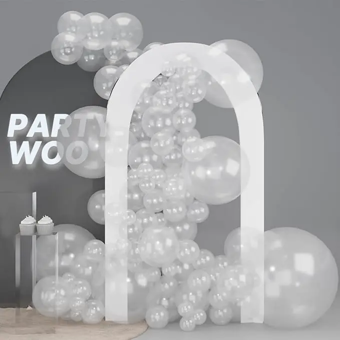 PartyWoo 127-Piece Multiple Size Round Transparent Rubber Balloon Arch & Garland Kit - 36/18/12/10/5-Inch, Festive Decorations Pack for Graduation, Birthday, Home & Party Supplies (Clear-Y2), Balloon Garland, 127Pcs