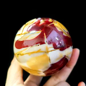 1 count natural  gemstone polished spheres yolk stone reiki Mookaite sphere healing stone for decoration