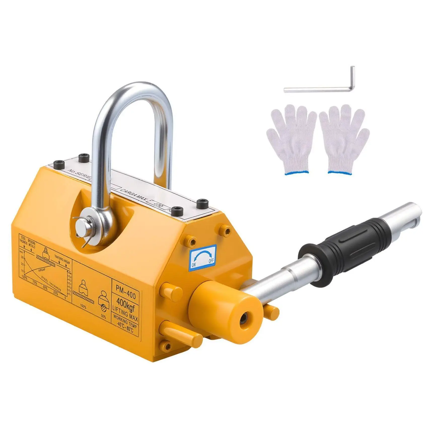Magnetic Lifter 880 lbs - Heavy Duty Neodymium Lifting Magnet with Release Handle & Hook for Steel Plate & Board - Shop Crane & Hoist Tool Default