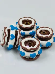 Hand Painted Blue Heart Acrylic Beads