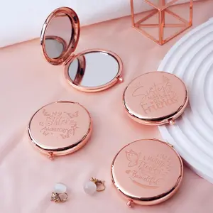 Portable Mirror Gift for Women,Stainless Steel Portable Mirror, Compact Travel Mirror Suitable for Women,Mother's Day,Graduation Gifts,Presents for Bridal Shower, Wedding, Bachelorette Party,Personalised Gifts for Women Girls Her Friends Sister
