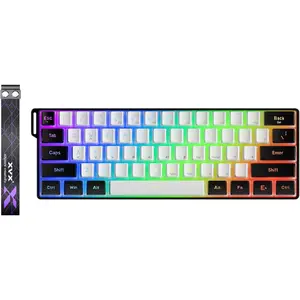 60% Gaming Keyboard,Wired Backlit Mini Membrane Keyboard,  Mechanical Feel for PC/ Gamer, Typist, Travel, Easy to Carry on Business Trip(61 )-Black