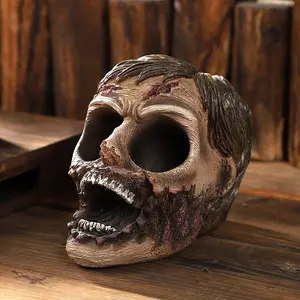 Resin Halloween Zombie Skull Decoration, Creative Scary Ornament, DIY Craft Material, Perfect for Horror Theme Decorations