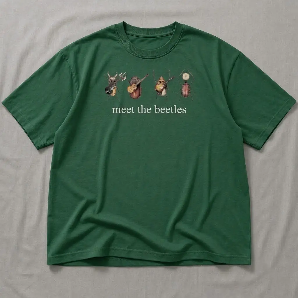 "Meet The Beetles" Shirt | Funny Classic Rock Band Parody Forest Green T-Shirt