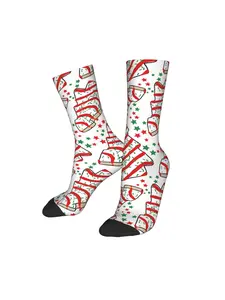1 Pair Happy Funny Men's compression Sock Christmas Tree Snack Cakes Vintage Harajuku Hip Hop Novelty Casual Crew Crazy Sock Gift Printed Christmas Halloween