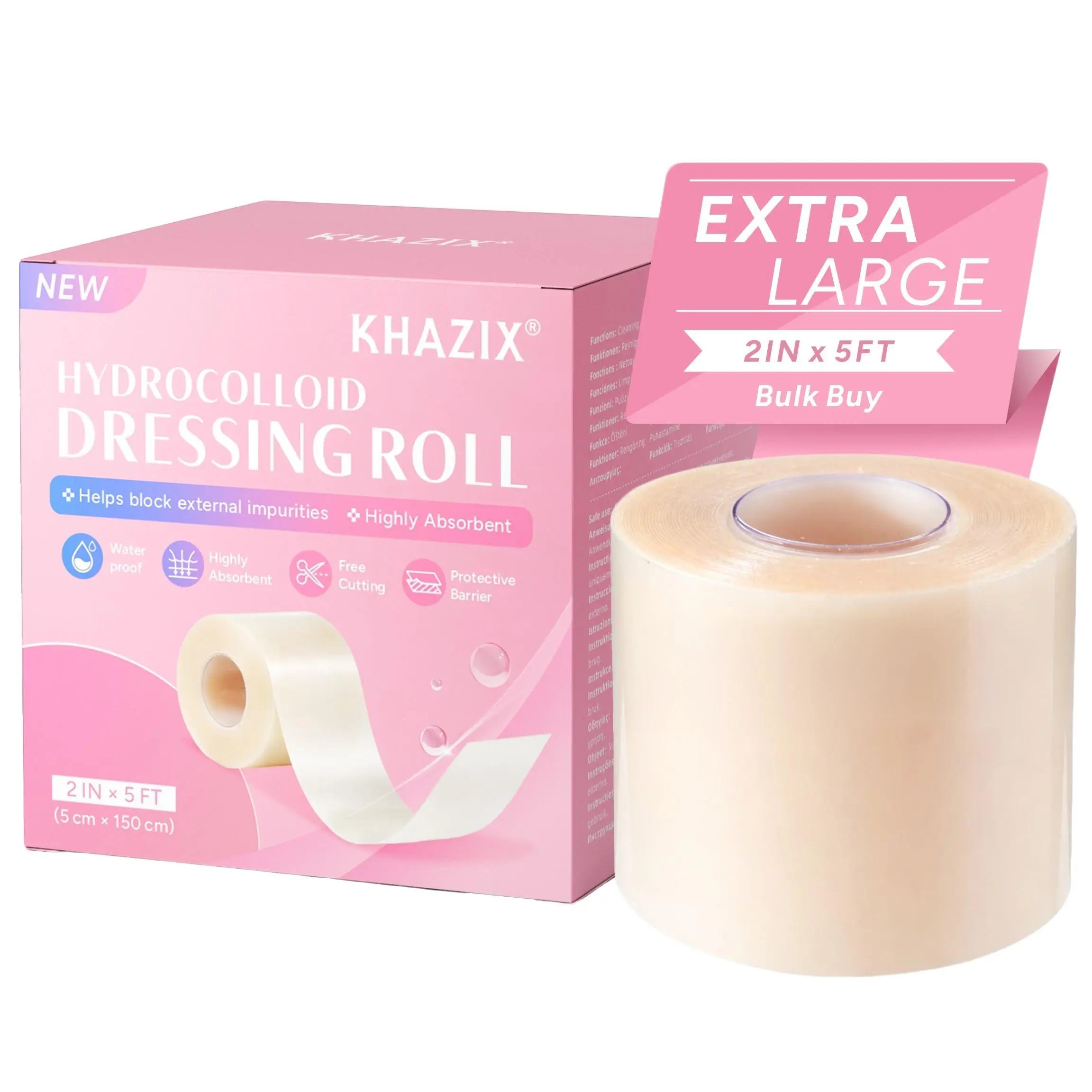 Khazix Silicone Hydrocolloid Wound Dressing, Self-Adhesive Scar Care Patch, Ultra Absorbent, Waterproof, Breathable, First Aid & Skin Healing, Silicone Scar Patches