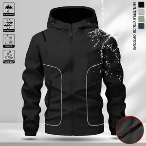 Men's Waterproof Hooded Softshell Jacket Windproof Ripstop Coat Travel Spring Summer Style Suitable For Daily Casual Wear With Two Side Zipper Pockets Premium Outdoor Apparel jackets zip up Elastic Outerwear