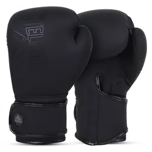 StellMan Shadow Pro True Boxing Gloves - Matte Black Synthetic Leather, Adjustable Wrist, Shock-Absorbing, Shock Absorb