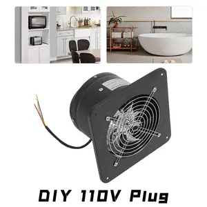 Black Exhaust Fan Wall or Window Mounted 110V 60Hz Copper Motor Ventilation System for Kitchen Bathroom Workshop Basement Office Air Circulation 2600 RPM 50W Quiet Operation