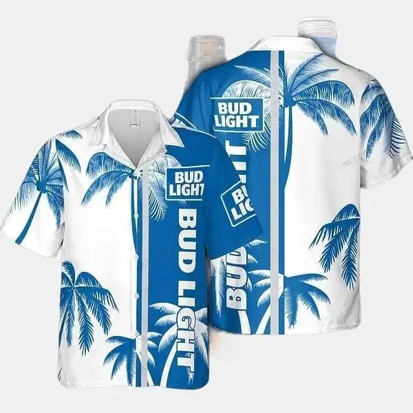 Bud Light Hawaiian Shirt Timeless Island Wear, Father's Day Shirt, Gifts for Dad, for Him, Summer Shirt, Party, Pool Party, Short Sleeve Button Down Shirts Tropical Summer Beach Shirts Casual Floral Aloha Shirts, Hawaiian Shirt, Tropical Shirt