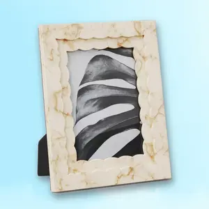 5.75x7.75 Shaped Resin Profile Table Image Frame in Beige - Threshold Style, Decorative Photo Frame for Home & Office, Resin Material, Beige Finish, for Tabletop Decor