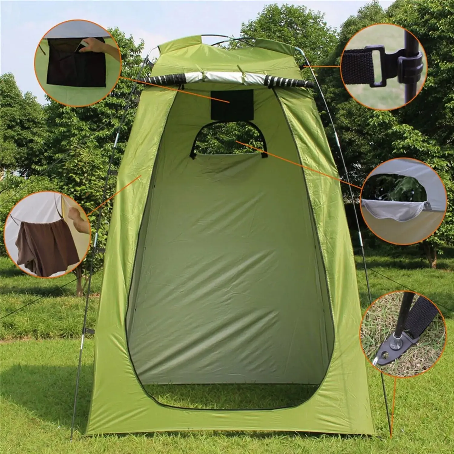 Portable Waterproof Pop-Up Changing Tent with LED Panels - All Seasons Multi-Use Tent for Camping Shower, Toilet Stall