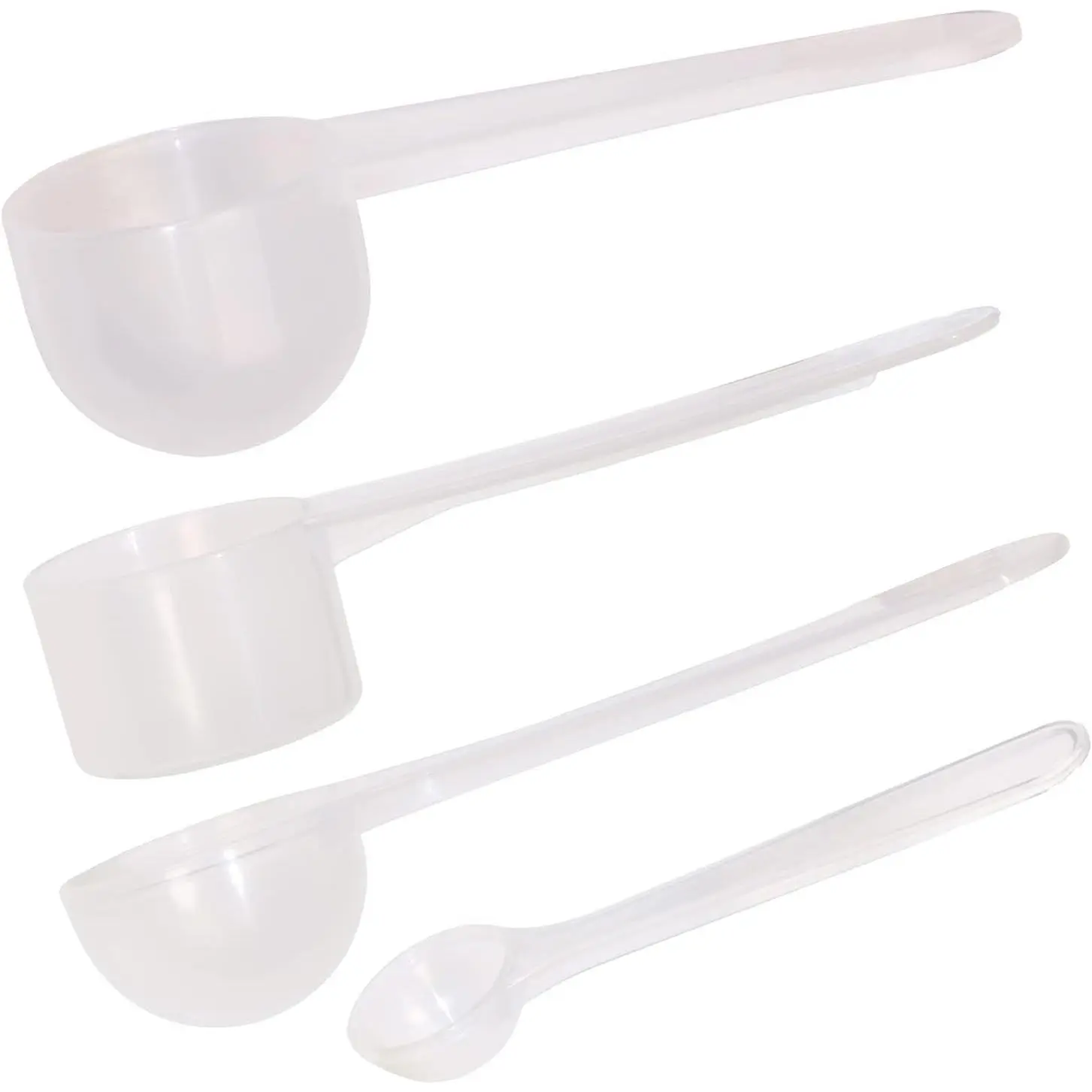4 count Clear Long Handle Plastic Measuring Spoons Coffee Protein Milk  Scoops Spoon Kitchen Tools (1g/3g/5g/10g)