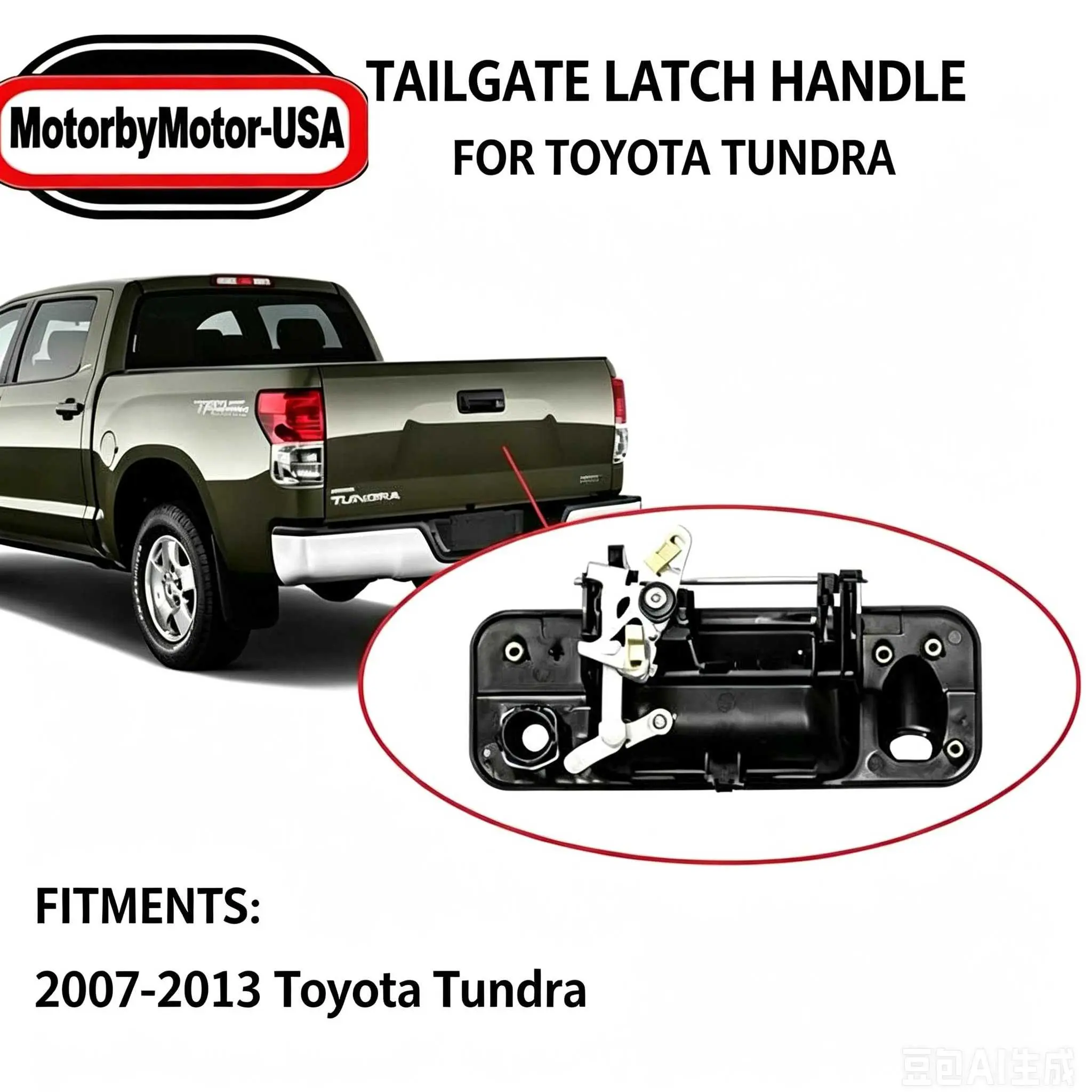 1-Piece Locking Tailgate Handle with Key Lock Hole, Direct Fit & OEM Matched for 2007-2013 Toyota Tundra - Replaces OEM# 81213, TO1915113, 69090-0C040