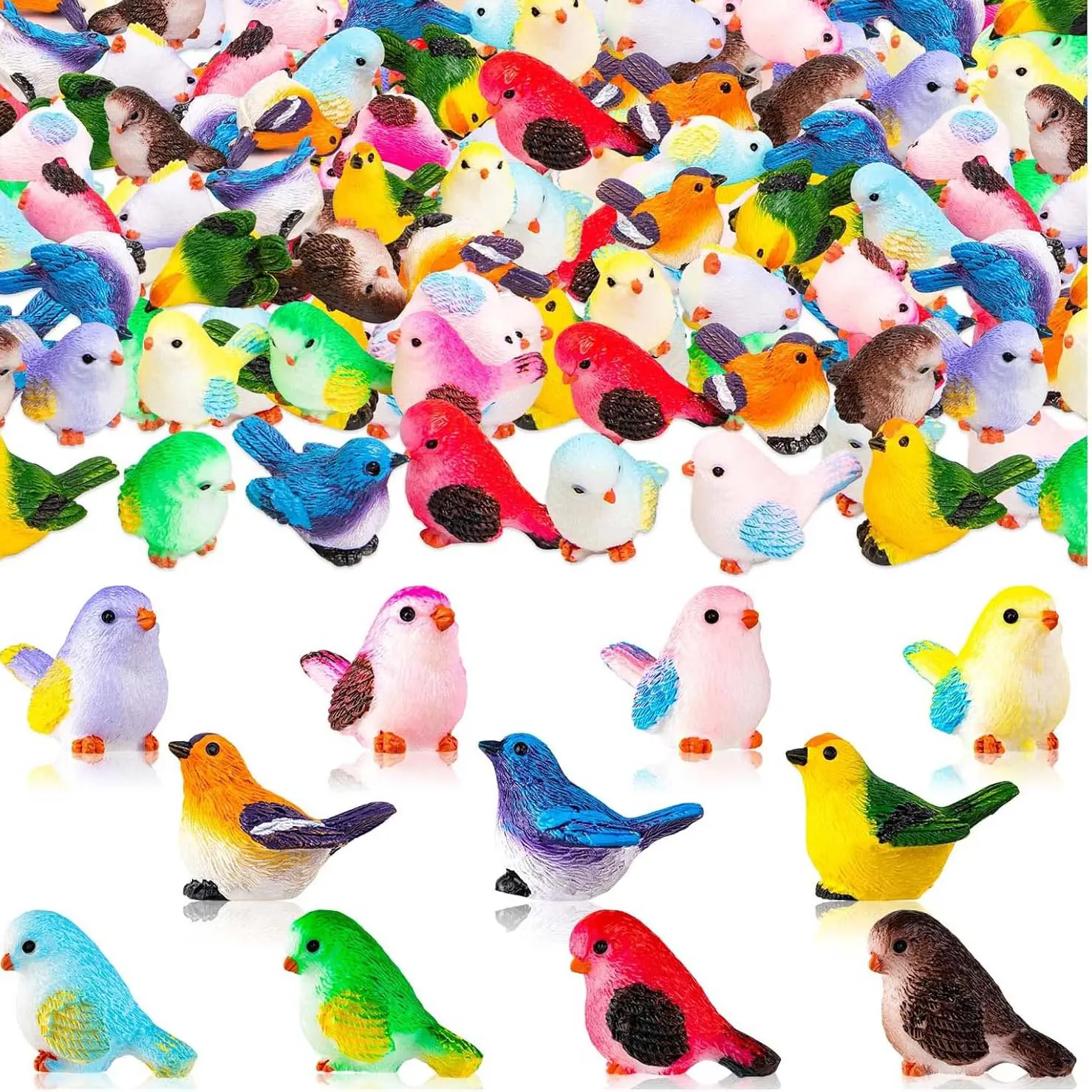 16pcs Miniature Bird Figurines Set, Resin Animals for DIY Craft Projects, Decorative Garden & Home Decoration, Dollhouse Accessories, Garden Sculptures Statues