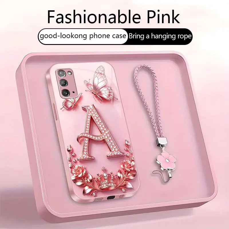 Suitable for [Galaxy Note20 ] High-end, stylish letter-patterned phone case, 2D printed pattern, not 3D,full-coverage protection, free lanyard included,Purchase now and enjoy free shipping immediately！YM99