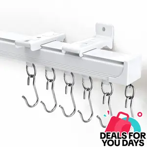 Inovaday Ceiling Curtain Track Heavy Duty Tracks Ceiling/Wall Mount Sliding Room Divider Silent Rail with 3 Types of Hooks for Living Room,Bed Room,Bathroom