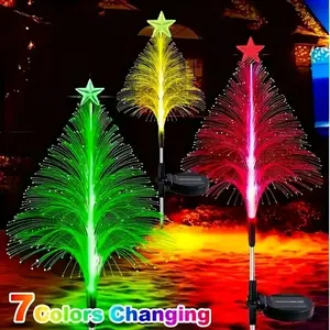 Solar Christmas Tree Lights Outdoor Decor, 8 Lighting Modes, Energy Efficient Solar Powered Garden Lights for Pathway, Yard, Garden, Holiday Decoration