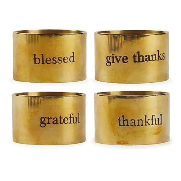 Design Imports Assorted Always Grateful Napkin Ring Set of 4