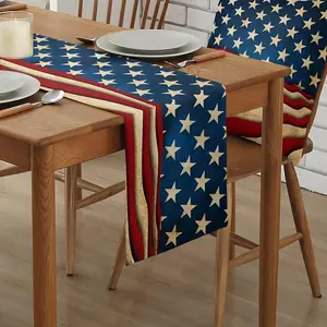 Farmhouse Style Kitchen Restaurant American Flag Tablecloth - Picnic Party Decoration Star Striped Flag Tablecloth Drawer Cover Cloth Independent Day Dining Table Decoration 72x13 Inches