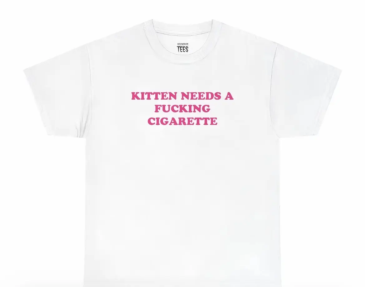 Kitten Needs A Cig Shirt - Unisex Cotton Tee, Funny Shirt, Cat Shirt