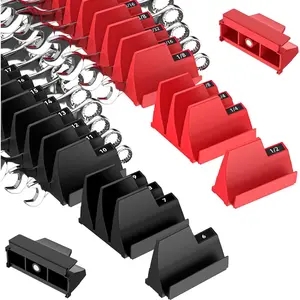 42PCS Magnetic Modular Wrench Organizers  Tool Drawers - Black & Red - Wrench Rack with Metric & SAE Labels, Customizable Magnet Tool Storage Holder  Tool Box Organization