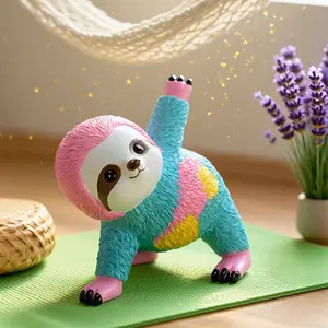 Colorful Sloth Decoration, Bohemian Style Christmas Ornament, Cute Yoga Kung Fu Pose, Home Decor, Holiday Party Essential, Boho Style Decoration