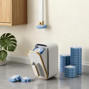 Disposable Toilet Cleaning Kit with 18 Replaceable Brush Heads, Wall-Mounted Brush with Storage Box, Ergonomic Handle, Suitable for Cleaning Sinks, Bathtubs & Drains, White