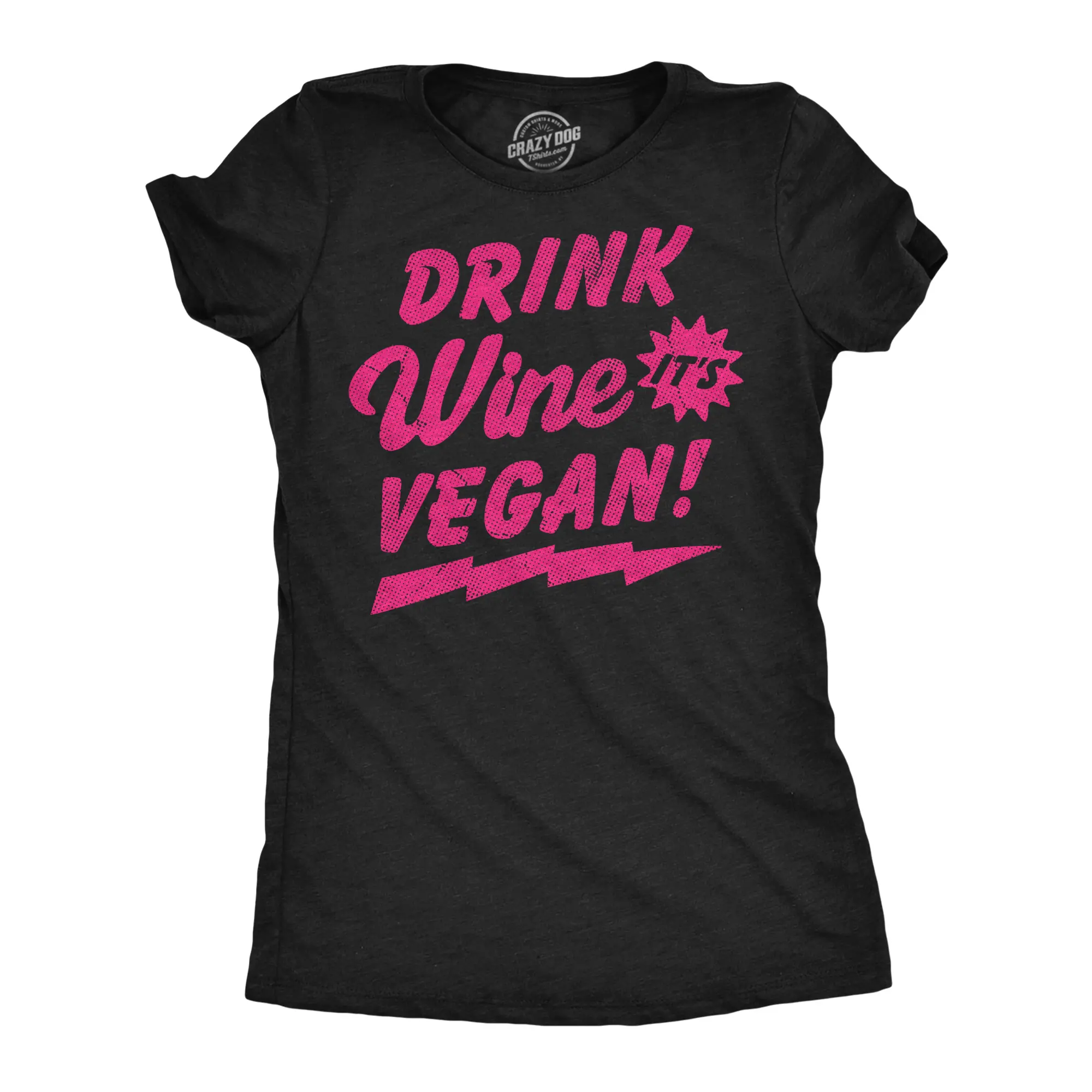 Womens Funny T Shirts Drink Wine Its Vegan Sarcastic Drinking Graphic Novelty Tee for Ladies Funny Womens T Shirts Cute Vintage Fashion Casual Ladies T-Shirt Gift Wine Tops for Women Funny Drinking Top Women's Black -