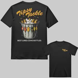 Tipsy Tackle Fishing Shirt – Funny Beer & Fishing T-Shirt, Fisherman Gift, Drunk Fishing Tee, Best Lures Come Bottled Graphic, Novelty Outdoor Shirt