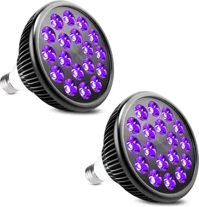 Black Light Bulbs, 2 Pack 36W LED Blacklight Bulbs E26 PAR38 Glow in The Dark, UV Black Bulb 395nm LEDs for Blacklight Party, Fluorescent Art, Holiday Decorations, Acrylic Pouring Light