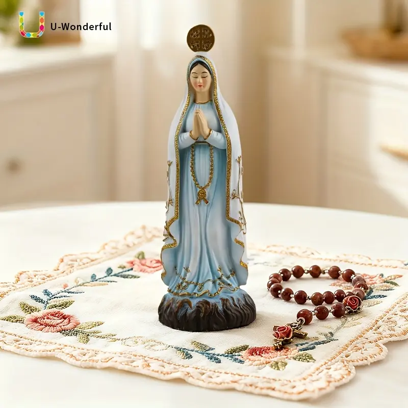 u-wonderful Handmade Virgin Mary Resin Figure - Religious Collectibles, Spiritual Decor, Home Supplies, Desktop Ornament for Family