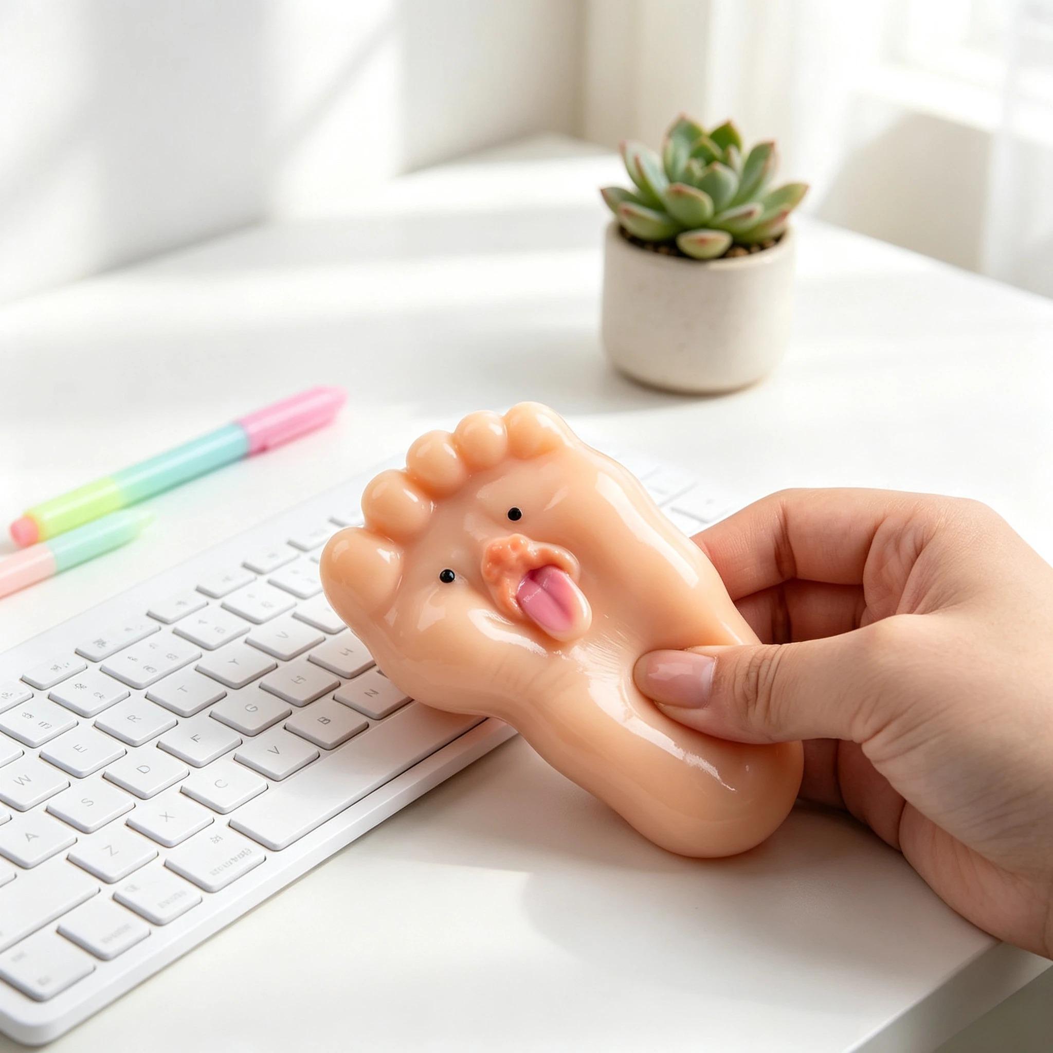 Weird Tongue Foot Squishy Stress Relief Toy - Soft, High-Elasticity Stretch Squeeze Fidget Toy, Prank Party Novelty Gift, Desktop Decor for Teens & Adults, Adults/Teens