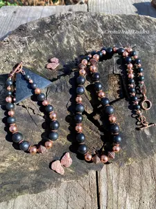 Shungite With Genuine Copper Necklace + Bracelet Set