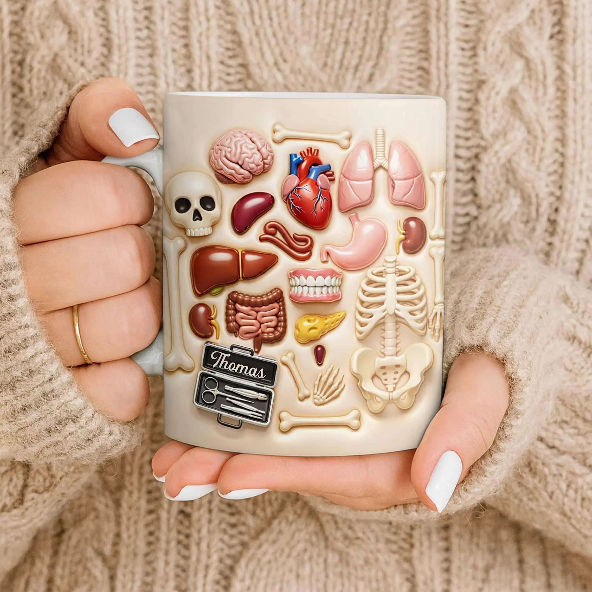 [Custom Name]Personalized Anatomy Mug, Medical Student Coffee Mug, Human Anatomy Design Ceramic Cup, Gift for Doctor Nurse Student 2D Print 3D Effect 2D print 3D Effect