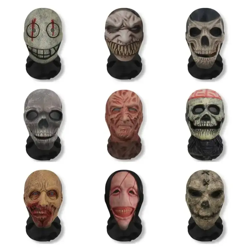 Halloween Ghost Skull Full-Face Mask – 3D Printed Stretch Mesh Horror Hood for Cosplay, Costume Parties, Pranks & Haunted Events