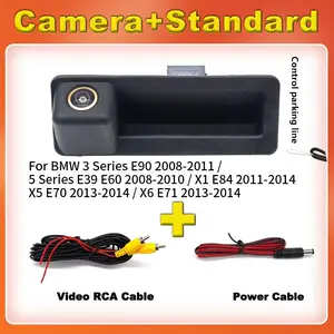 Car Rear View Camera Trunk Handle For BMW X1 X3 E39 E53 E82 E88 E84 E90 E91 E92 E93 E60 E61 E70 E71 E72 Backup Reverse Fisheye Lens Camera with Guide Parking Line - Trunk Handle Mount, Easy Installation