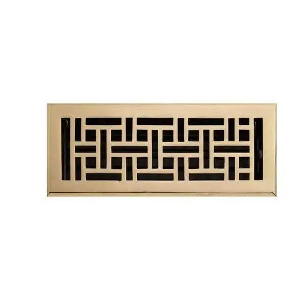 New Polished Brass 6" x 10" Wicker Style Solid Brass Floor Register by Signature Hardware