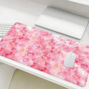 Floral Pattern Mouse Pad, Rectangle Gaming Mouse Pad, Non-Slip Rubber Base Stitched Edge Desk Pad for Desk Laptop Desktop, Office Desk Accessories