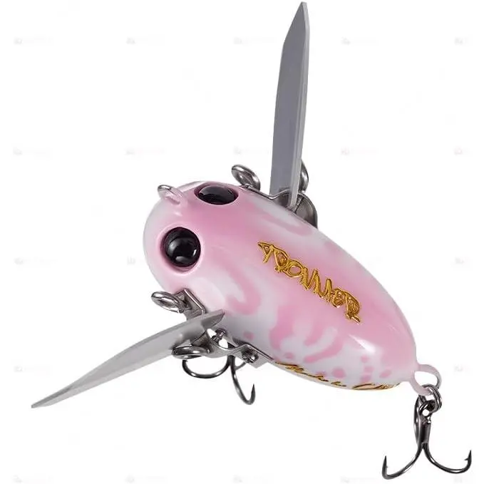 Christmas present Handmade Pufferfish Lure   1.33'' Pink Rattling Swimbait for Bass|   1/6oz Weedless Slow-Sink Vibration Bait|   Freshwater Multi-Species Lure w/Stainless Hooks (Trout/Pike/Crappie)