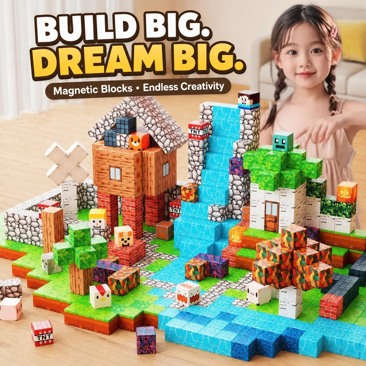 Magnetic Building Blocks, Classic Novelty Building Toys for Kids, Creative Construction Play Set for Early Learning Development