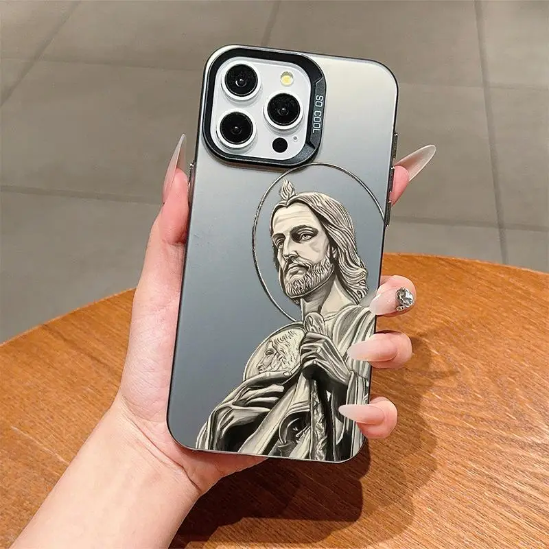 Creative Jesus Pattern Phone Case, Anti-drop Phone Protector Cover, Fashion Phone Accessories Compatible with iPhone 7 11 12 13 14 15 Series