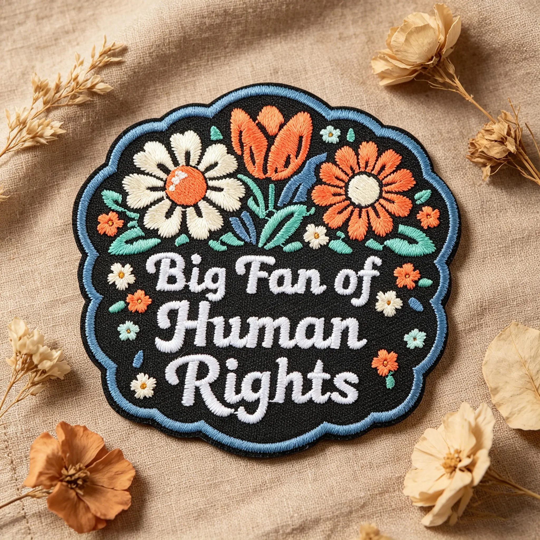 Be Fan of Human Rights Embroidered Patch Applique, Chic Embroidery, Adhesive Iron-On, Suitable for Clothes, Jackets, Hats, Accessories, Embroidery Patches, Appliques Embellishments, 1 Piece