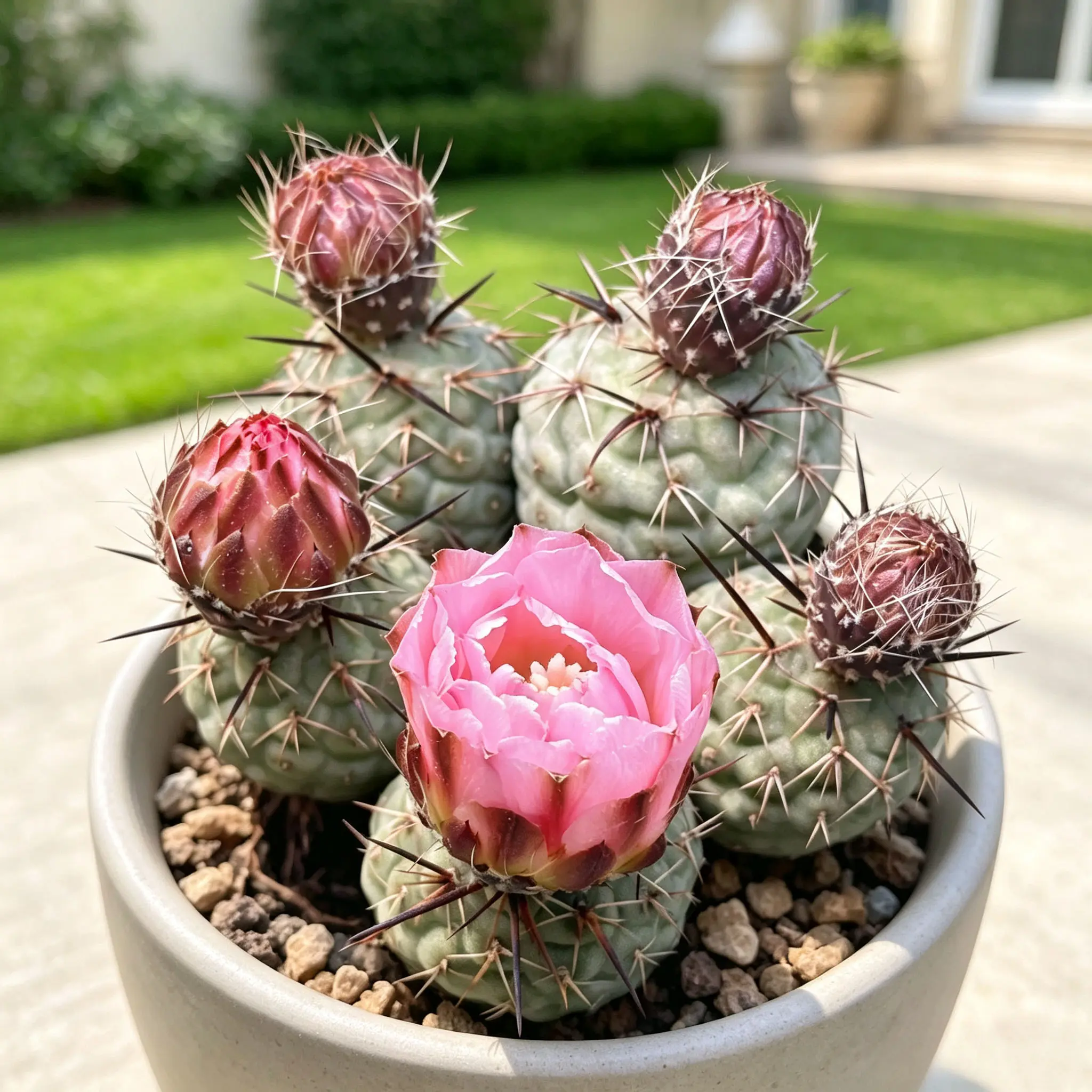 Tephrocactus Geometricus – Geometric Ball Cactus, Stacked Segments, Potted Cactus for Indoor Decor