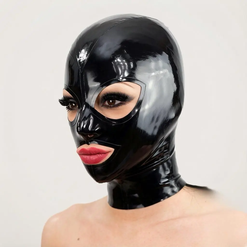 Custom Handmade Nature Latex Face Mask / Hood Black