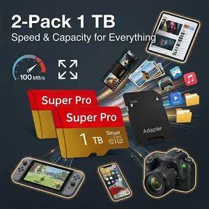 2-Pack 1TB High-Capacity Memory Cards with Adapter, Compatible with Cameras, Tablets & GPS Devices, Ideal for Holiday & Festive Gifts