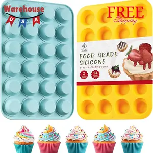 2PCS Silicone Mini Muffin Pan, 24 Cups
