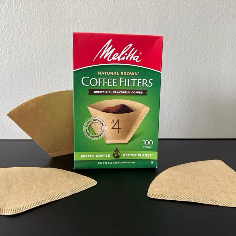 Melitta Natural Brown #4 Coffee Filters - 100 Count Eco-Friendly Unbleached Paper for 8-12 Cup Makers