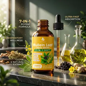 Mullein Leaf Liquid Extract Drops for Lungs, 7-in-1 1500mg Healthcare Herbal Supplement for Lung Cleanse, Respiratory Support & Smoker Detox, 2 Fl Oz
